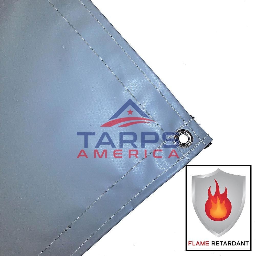 18 oz Heavy Duty Gray Coated Vinyl Fire Retardant Tarp by AtlasShield®
