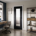 JB Kind Haddon Black Laminate Glazed Internal Door - All Sizes