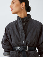 AND/OR Harley Women's Casual Quilted Regular Denim Jacket - Black UK 10
