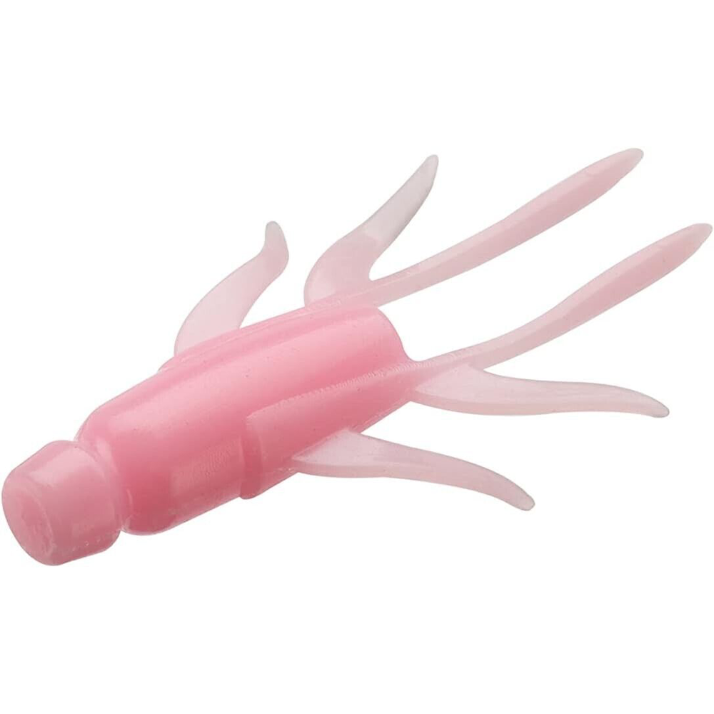 13 Fishing Cousin It soft plastic fishing lure in translucent pink, designed to mimic aquatic prey with multiple flexible appendages for effective fishing tackle use.