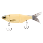 Spro KGB Chad Shad 180 fishing lure in light beige with segmented body and two treble hooks designed for realistic movement in water.