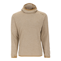 Simms Stone Cold Hoody - Men's tan long sleeve fishing hoodie with high collar and thumbhole cuffs shown against a white background