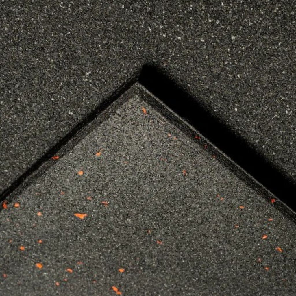 Commercial Premium Rubber Gym Flooring - Black/Red Flecks 1m x 1m x 15mm