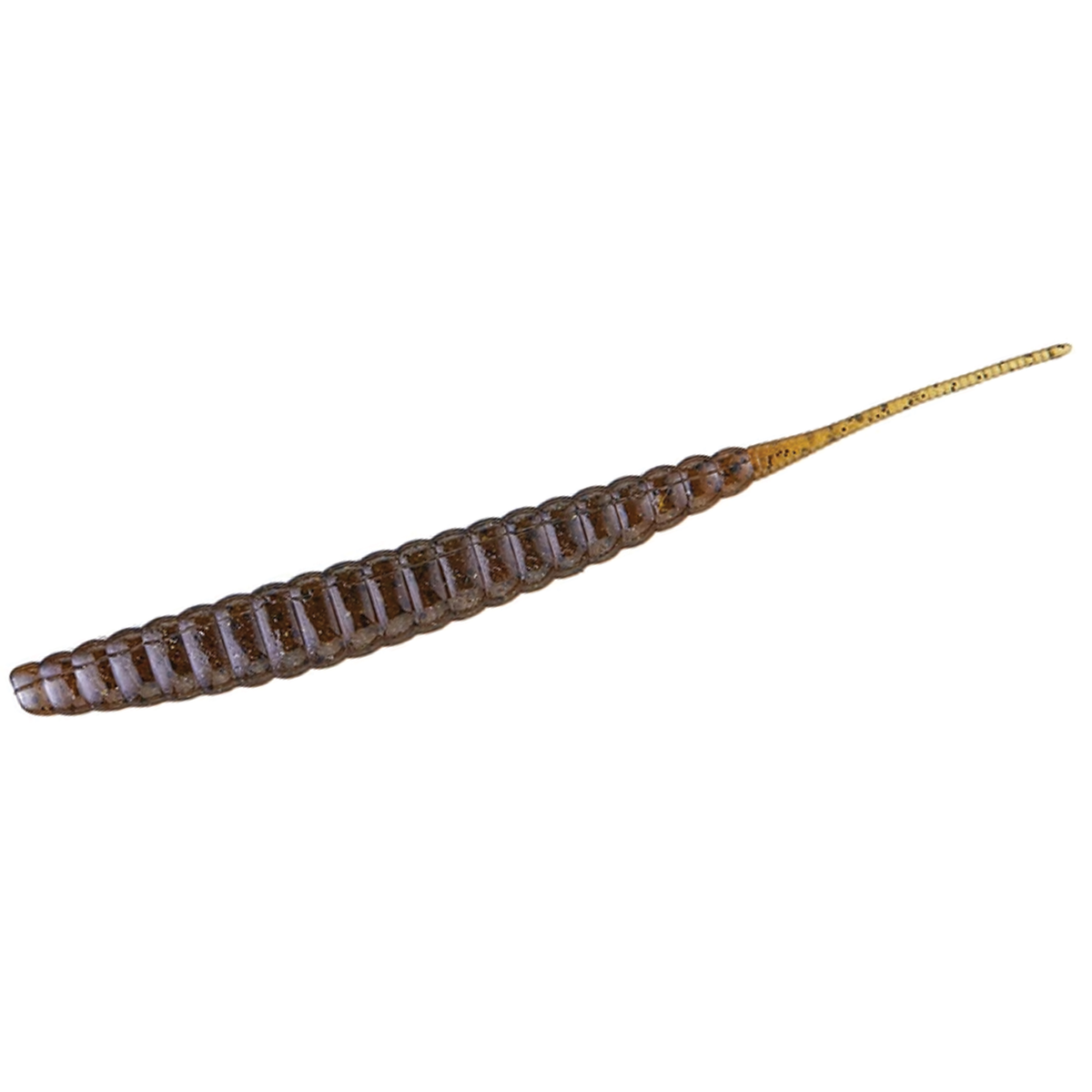 GeeCrack Revival Shad ribbed brown soft plastic bass fishing lure with a long tapered tail for versatile fishing tackle presentations