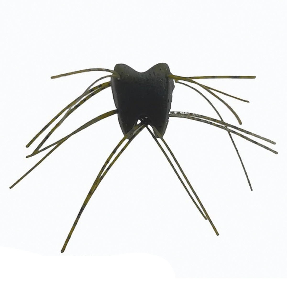 YG.Labo Mushi-Ba SS fishing lure with a small, dark body and multiple flexible appendages designed to mimic aquatic insects for effective fishing tackle use.