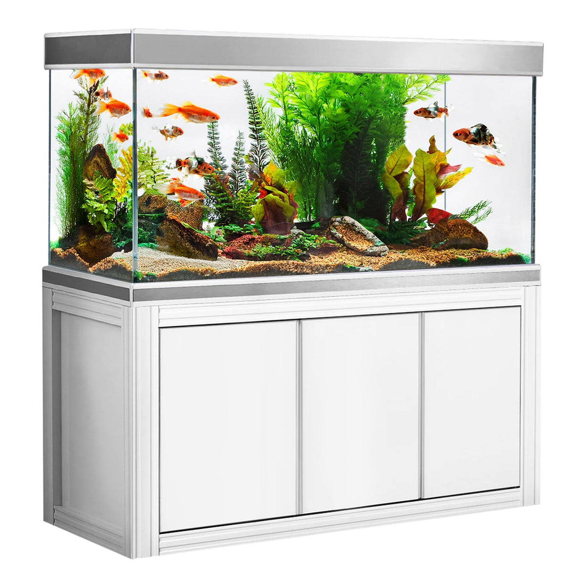 Aqua Dream 200 Gallon Aquarium White and Silver with Premium Filtration System