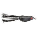 Copper Red Baits Ripple Frog fishing lure in black with red eyes, featuring soft rubber skirt and sharp hooks for use in fishing tackle targeting musky and other freshwater game fish.