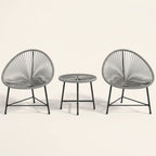ARVOYA 3 Pieces Rattan Bistro Set with Acapulco Chairs, Glass Top Table & Metal Frame, Grey