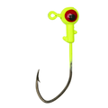 Eagle Claw Ball Head Jig (Pro-V Hook) in bright yellow with red eye detail, featuring a sharp curved hook designed for effective fishing tackle use.