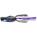 Jackall Gavacho Frog fishing lure in black with purple and blue accents, featuring a hollow body and rubber skirt designed for realistic movement in water.