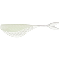 6th Sense Fishing Clobbler Minnow soft plastic fishing lure in translucent white with textured body and forked tail designed for effective fish attraction.