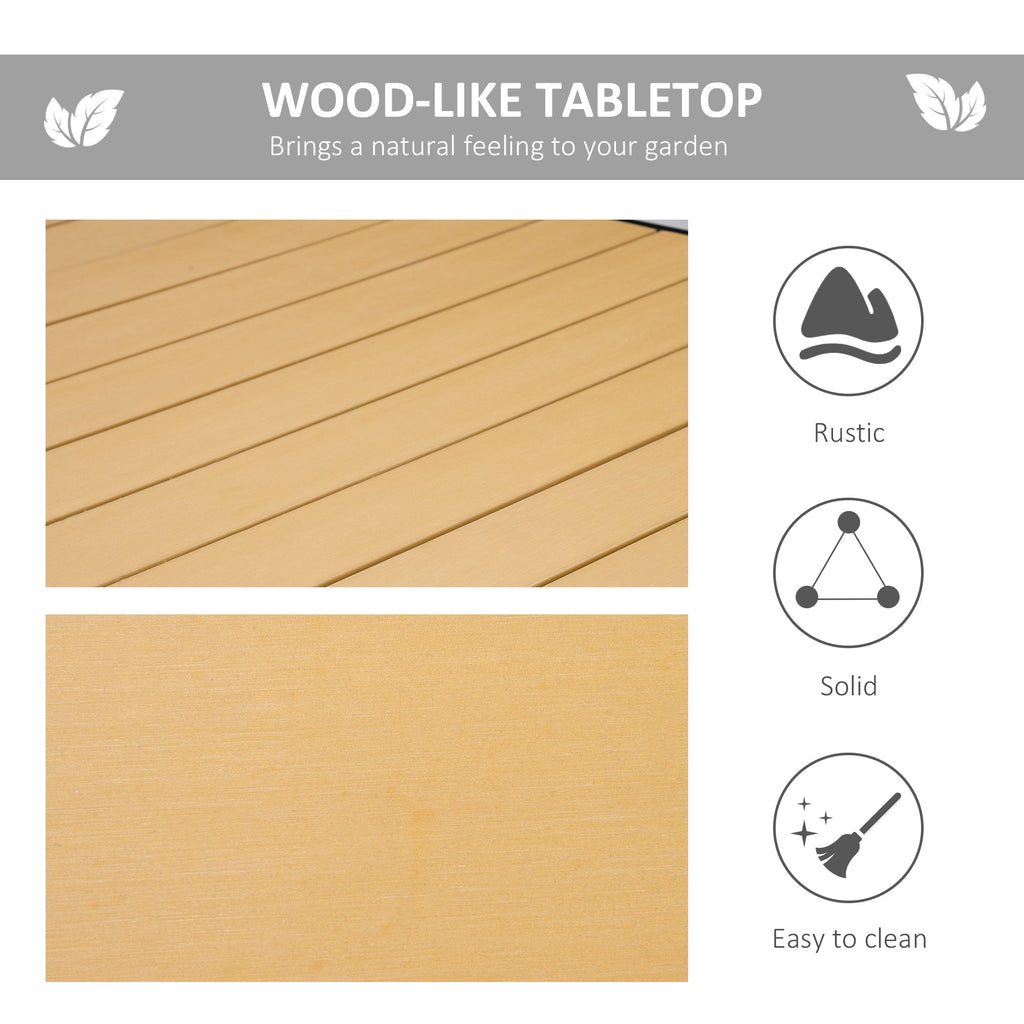 75" x 35" Outdoor Dining Table with Aluminum Frame & All-Weather Faux Wood Top, Natural