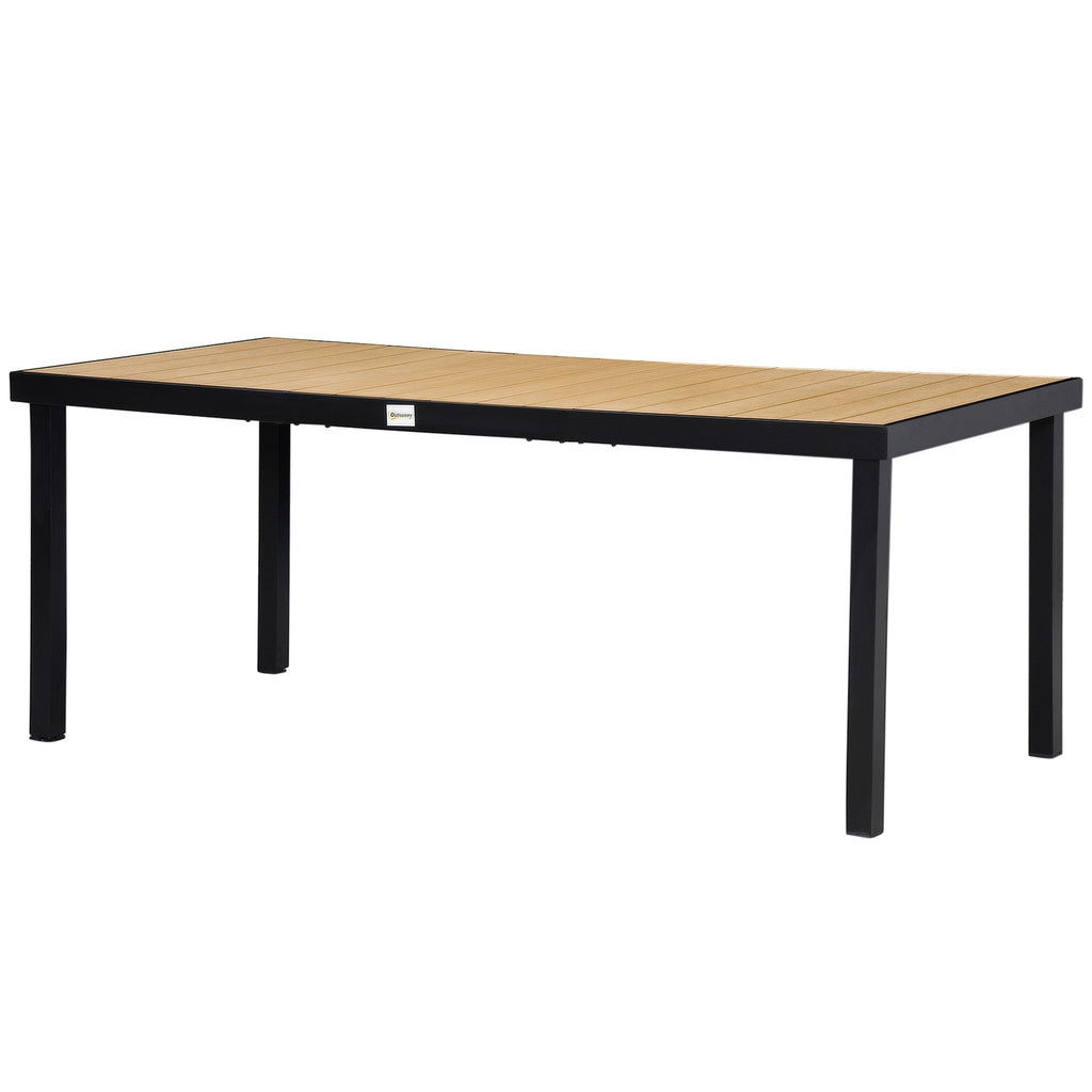 75" x 35" Outdoor Dining Table with Aluminum Frame & All-Weather Faux Wood Top, Natural