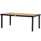 75" x 35" Outdoor Dining Table with Aluminum Frame & All-Weather Faux Wood Top, Natural