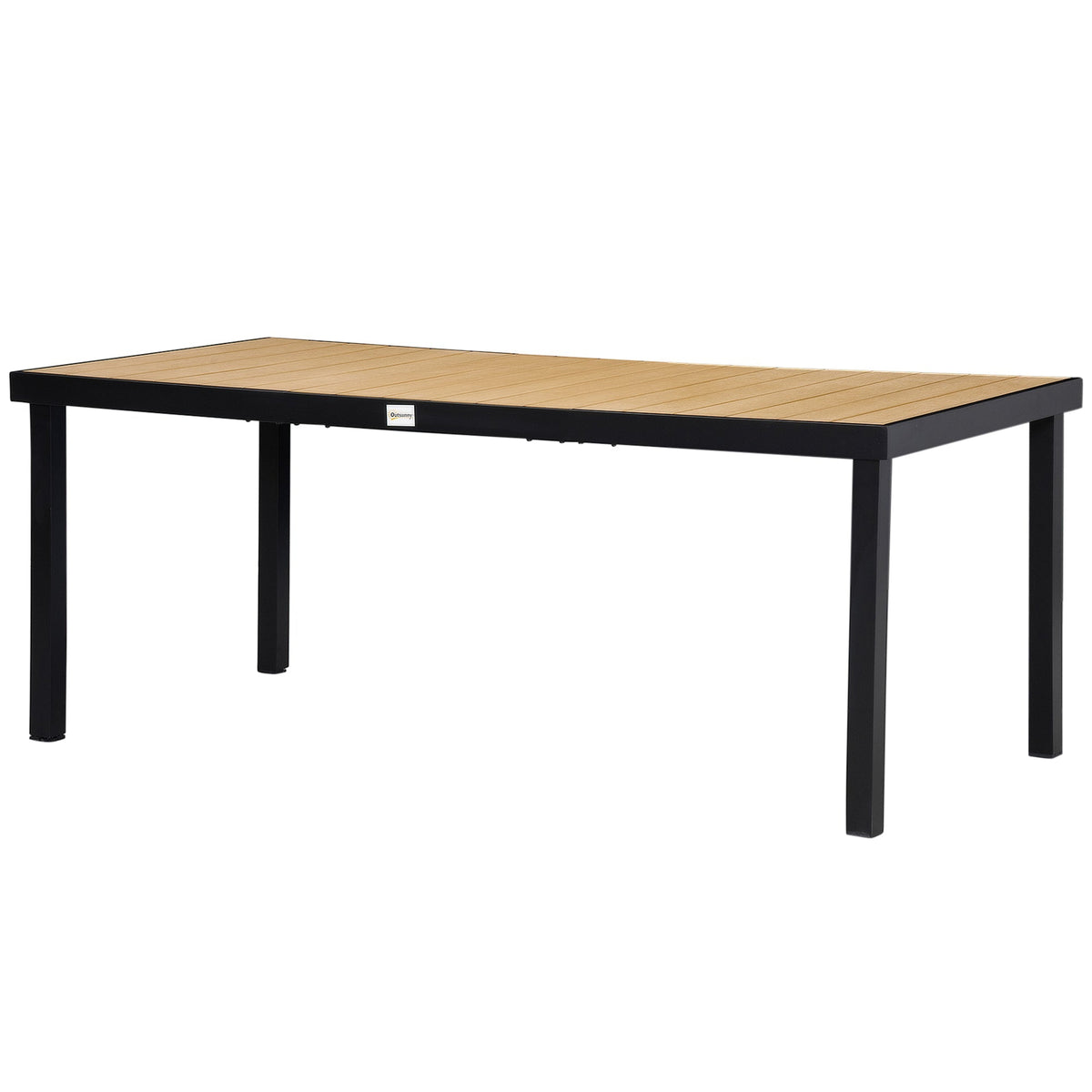 75" x 35" Outdoor Dining Table with Aluminum Frame & All-Weather Faux Wood Top, Natural