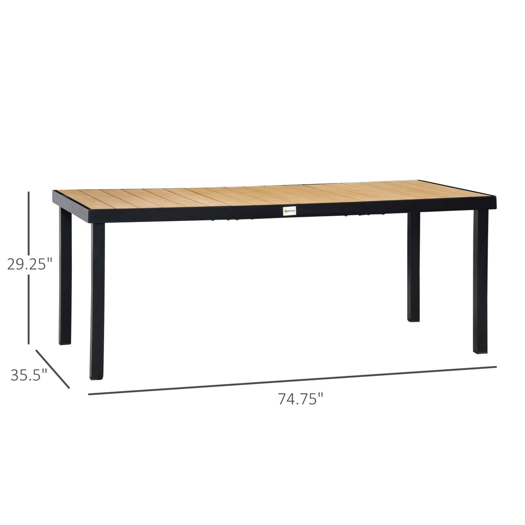 75" x 35" Outdoor Dining Table with Aluminum Frame & All-Weather Faux Wood Top, Natural