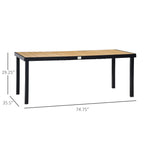 75" x 35" Outdoor Dining Table with Aluminum Frame & All-Weather Faux Wood Top, Natural