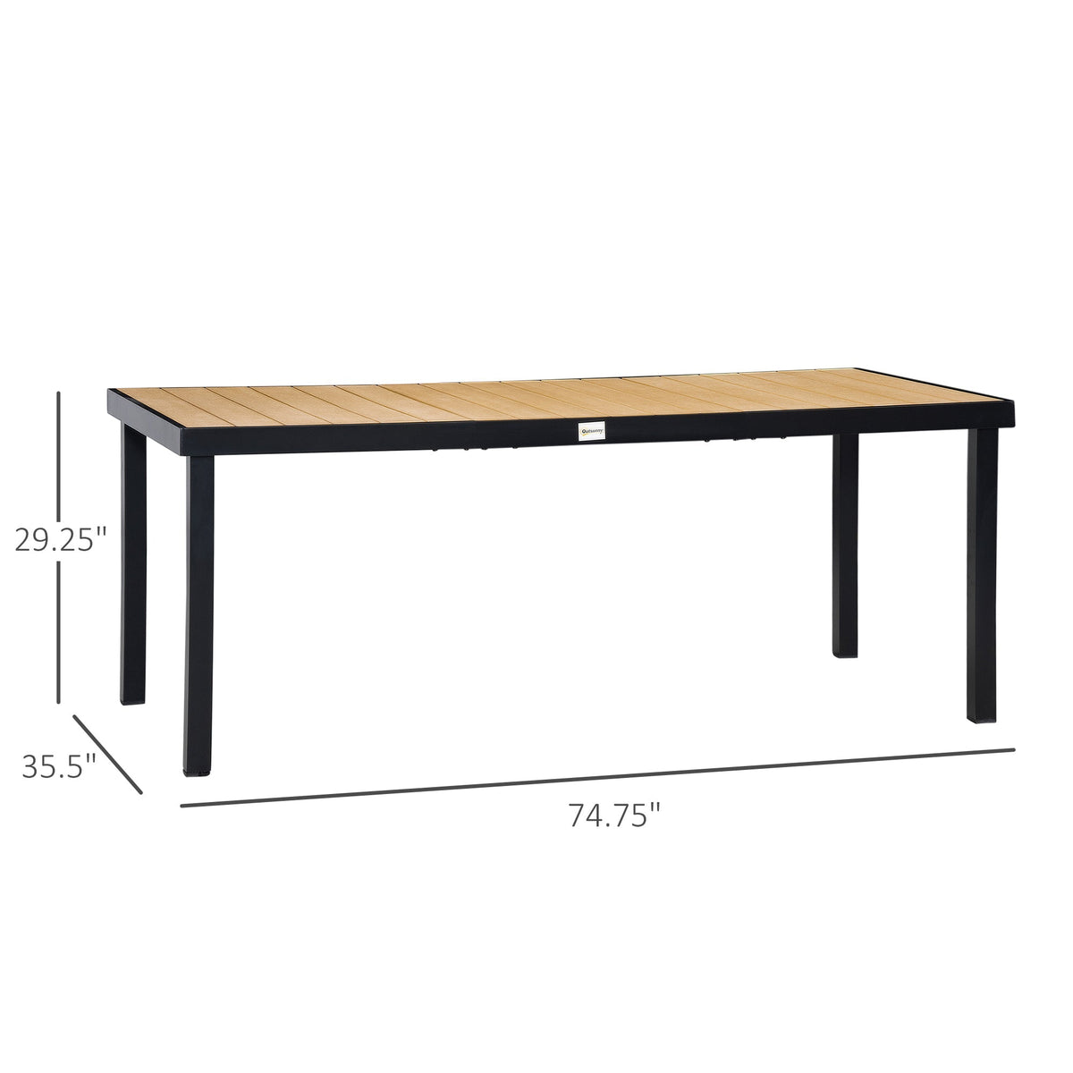 75" x 35" Outdoor Dining Table with Aluminum Frame & All-Weather Faux Wood Top, Natural