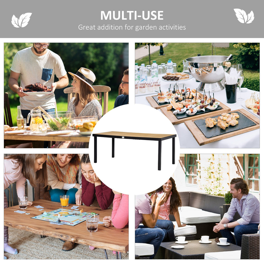 75" x 35" Outdoor Dining Table with Aluminum Frame & All-Weather Faux Wood Top, Natural
