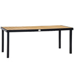 75" x 35" Outdoor Dining Table with Aluminum Frame & All-Weather Faux Wood Top, Natural