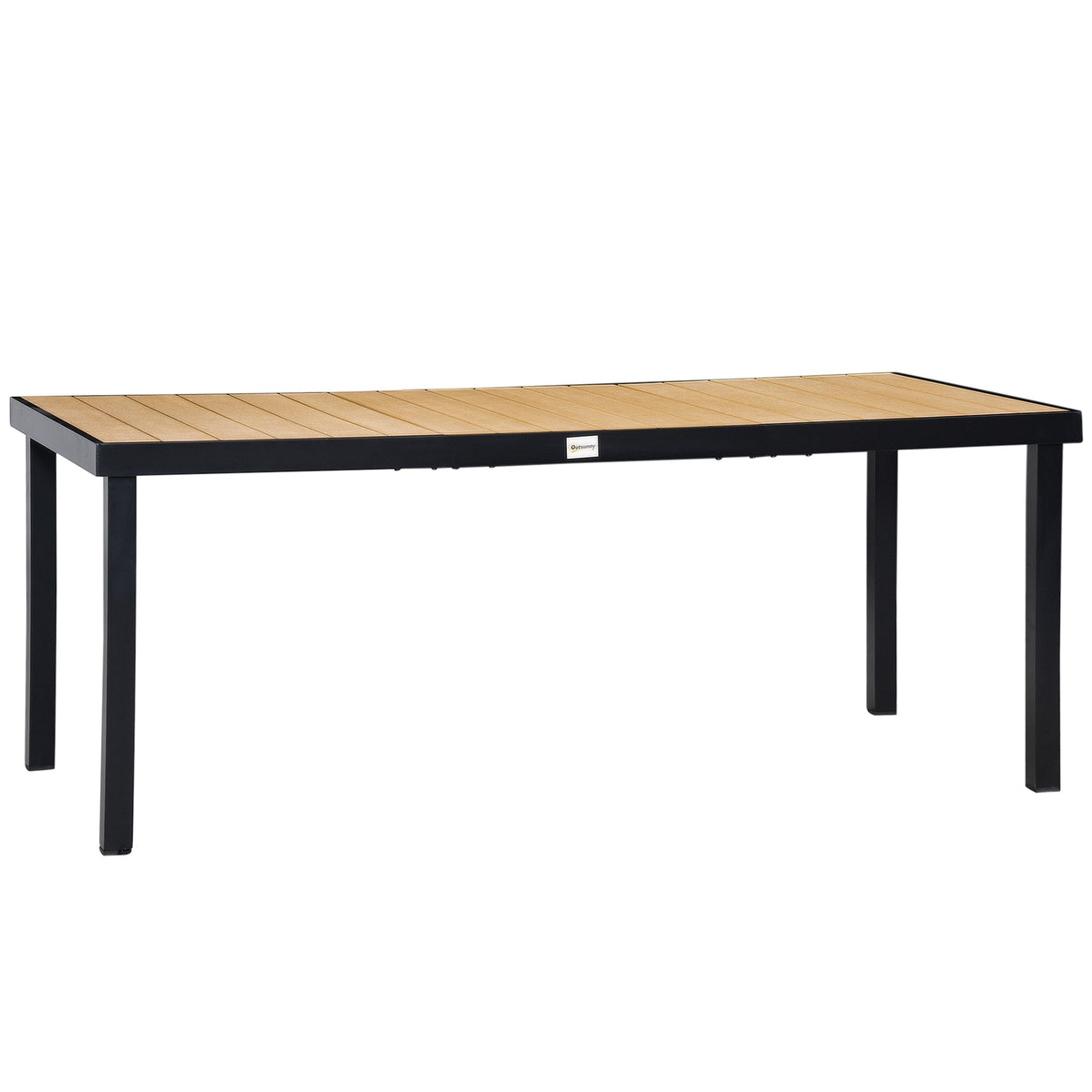 75" x 35" Outdoor Dining Table with Aluminum Frame & All-Weather Faux Wood Top, Natural