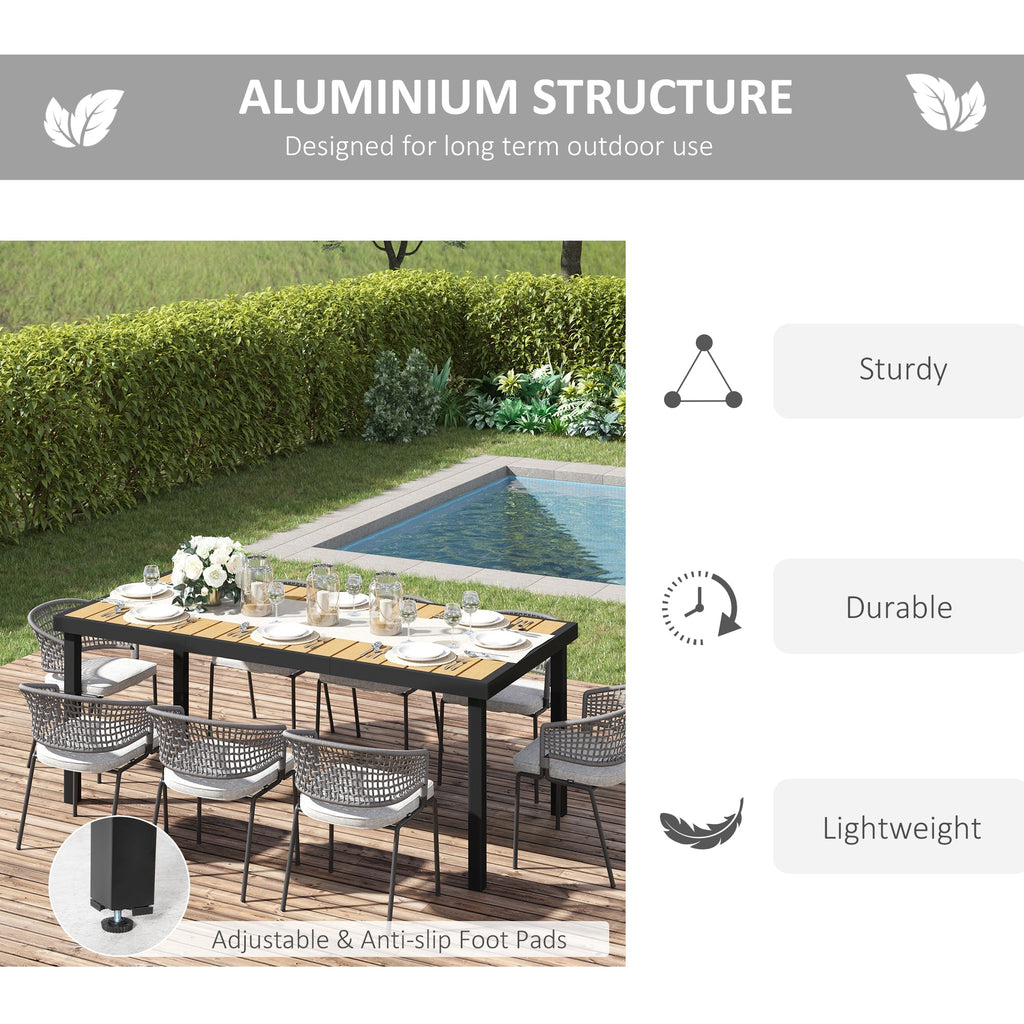 75" x 35" Outdoor Dining Table with Aluminum Frame & All-Weather Faux Wood Top, Natural