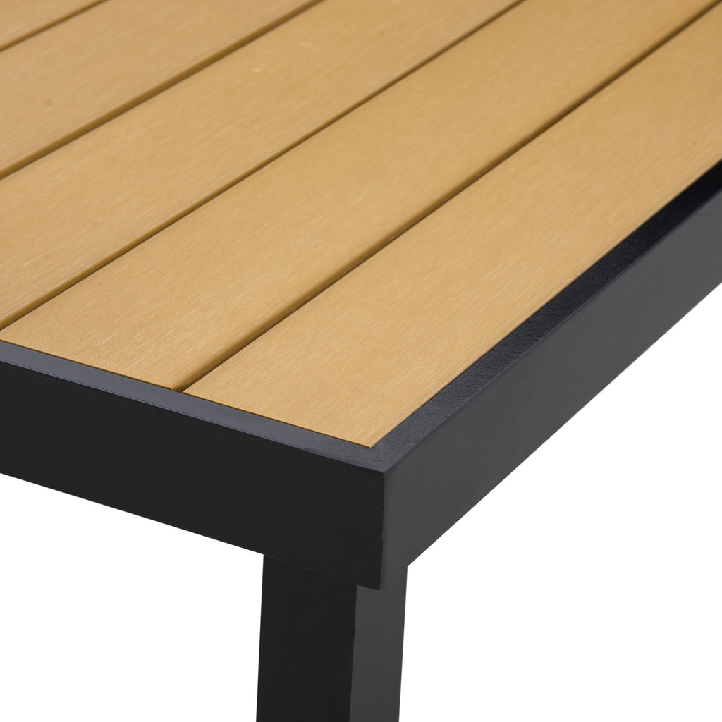 75" x 35" Outdoor Dining Table with Aluminum Frame & All-Weather Faux Wood Top, Natural