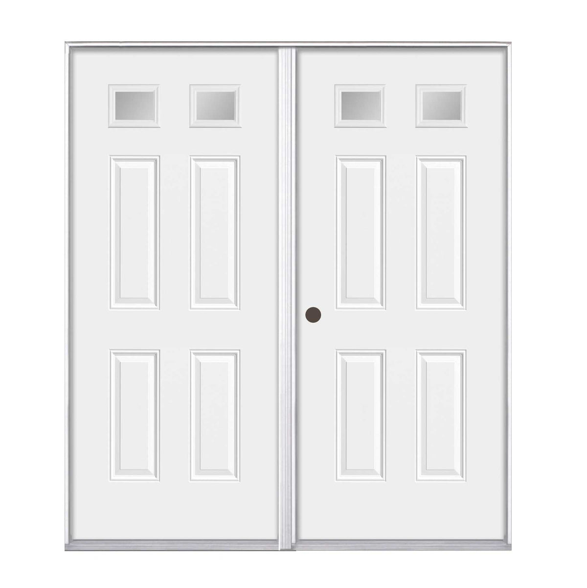 2-Lite Double Unit Fiberglass Prehung Shed Doors
