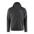 Grundens Turbulence Hybrid Hoodie in black with full front zipper, adjustable hood, chest pocket, and durable fabric designed for fishing and outdoor activities.