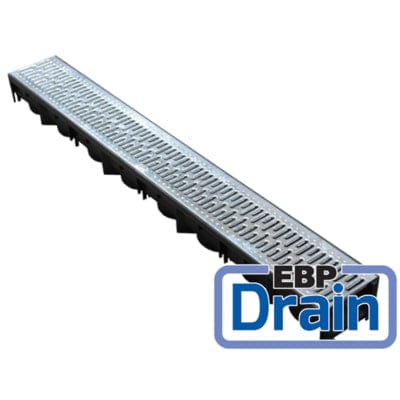 EBP Domestic Drainage Channel w/Heel Safe Class A15 Loading - Galvanised Steel Grating x 1m