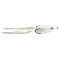Spro Bronzeye Frog-65 fishing lure designed to mimic a frog with a white body, red eyes, and flexible skirted legs, ideal for musky and freshwater fishing tackle.
