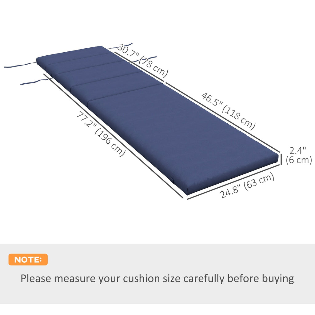 2PC Patio Chaise Lounge Chair Cushions Replacement Lounger Pads w/Headrest & Ties, Dark Blue