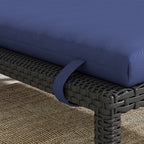 2PC Patio Chaise Lounge Chair Cushions Replacement Lounger Pads w/Headrest & Ties, Dark Blue