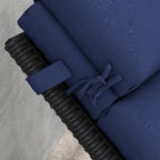 2PC Patio Chaise Lounge Chair Cushions Replacement Lounger Pads w/Headrest & Ties, Dark Blue