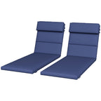 2PC Patio Chaise Lounge Chair Cushions Replacement Lounger Pads w/Headrest & Ties, Dark Blue