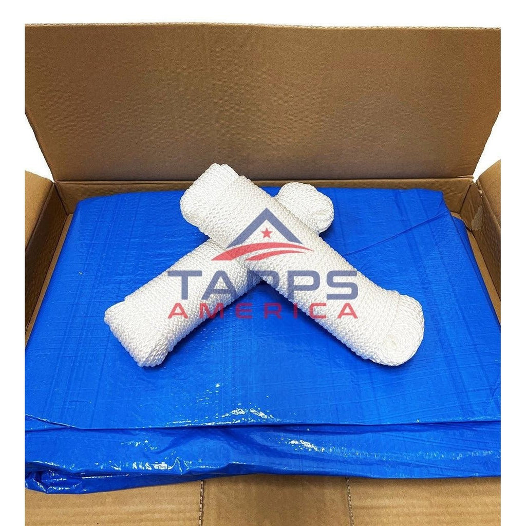 20'x 25' FEMA-Style Blue Self Help Fire Retardant Disaster Tarp Kit with 2 Ropes