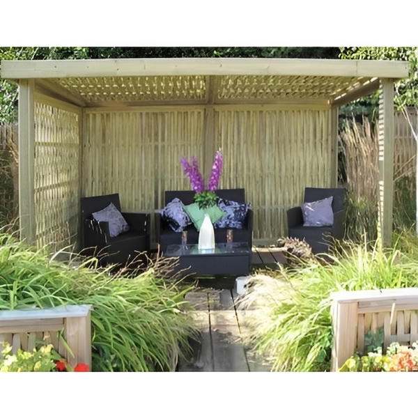 Retreat Garden Shelter with Woven Panel Roof Covering