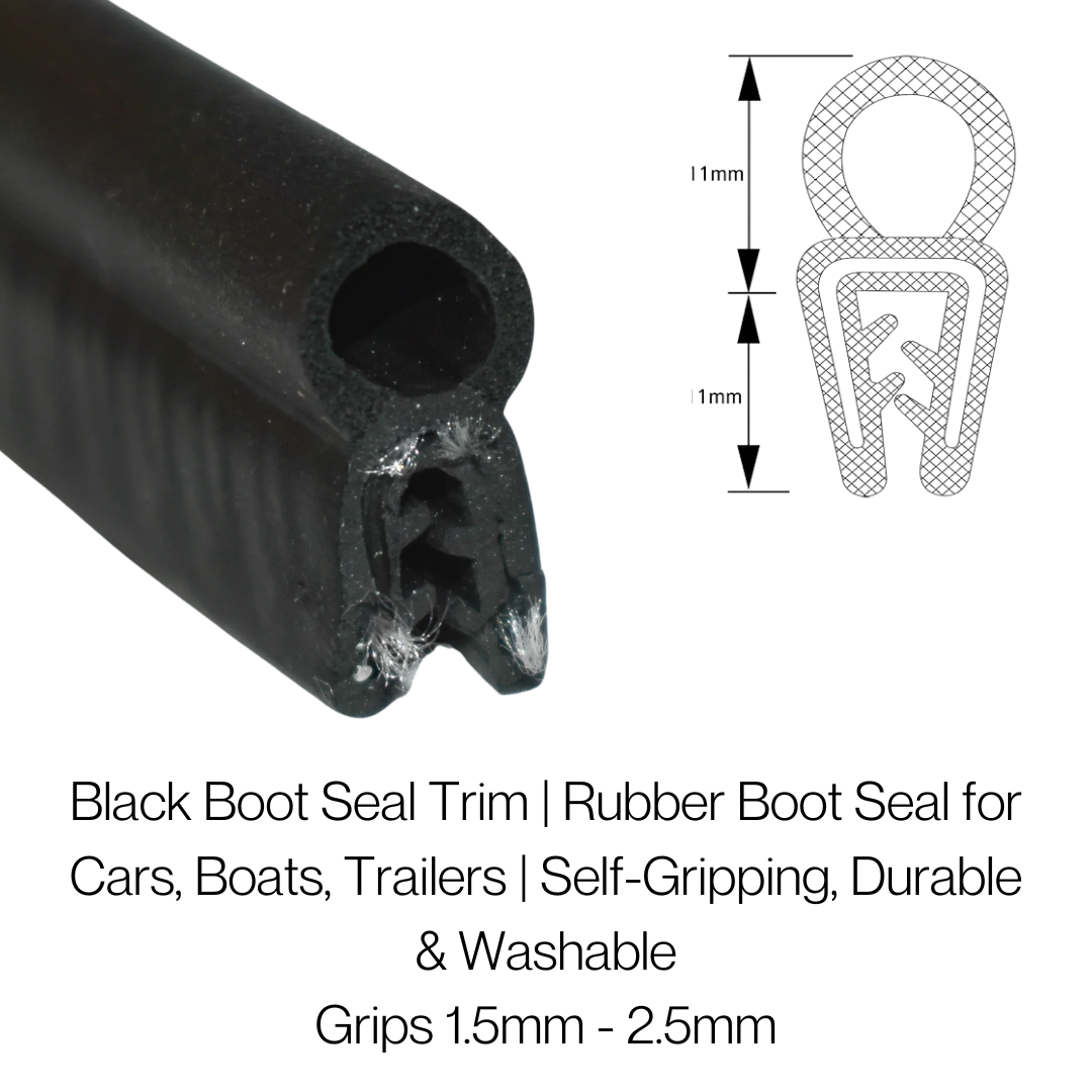TSEC 2193 Black Rubber Boot Seal - 23mm x 10mm - Grips - 1mm to 2.5mm
