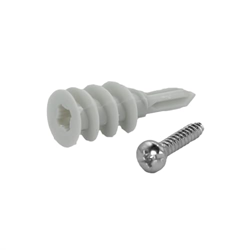 CONFAST 50 Pack Nylon Self-Drilling Drywall/Hollow-Wall Anchor Kit with Screws, (25) #8 Anchors & (25) 1" Screws
