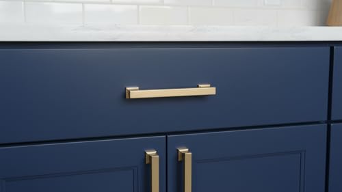 Alzassbg Brushed Gold Cabinet Pulls and Handles 10 Pack, AL3061MGP - color: Brushed Gold, size: 3-3/4" Hole Center