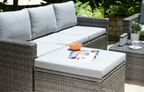 Marbella Grey 5-Seater Garden Sofa Set with Ottoman and Cover Bundle