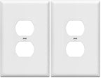 ENERLITES Duplex Receptacle Outlet Wall Plate, Jumbo Outlet Covers, Gloss Finish, Oversized 1-Gang 5.5" x 3.5", Polycarbonate Thermoplastic, 8821O-W, White (Pack of 2) - color: White, size: Over-Size (Pack of 2)
