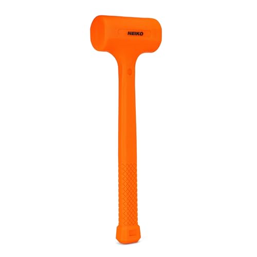 NEIKO 02843A Dead Blow Hammer, 1.5 Pounds, Neon Orange Deadblow Hammers, Mallet, Spark and Rebound Resistant, Unibody Molded, Soft Blow Rubber, Checkered Grip, Steel Shot and Core - size: 1.5 Pound, style: Dead Blow