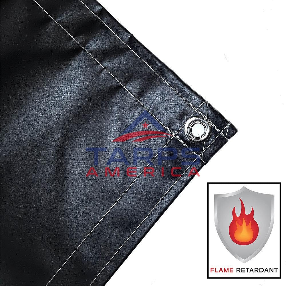 22 oz AtlasShield® Pro Super Heavy Duty Black PVC Coated Vinyl Fire Retardant Tarps