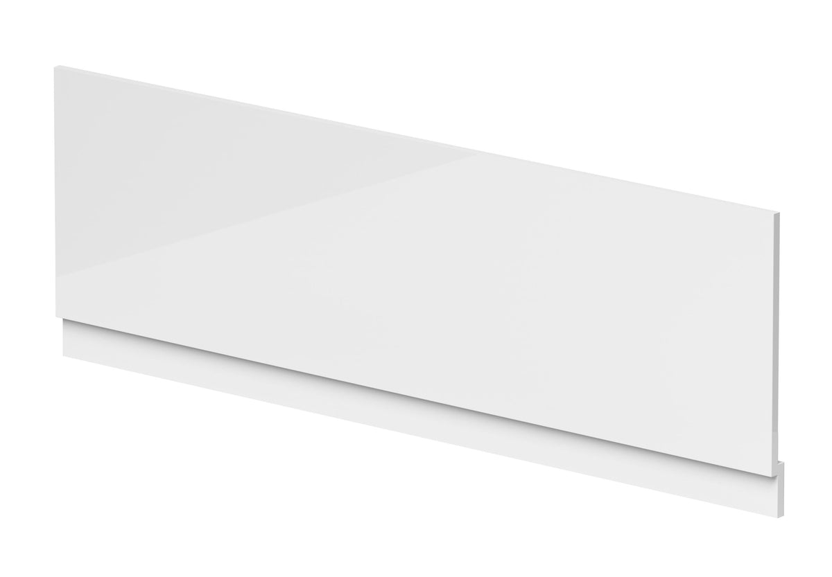Nuie Waterproof Shower Bath Front Panel, High Gloss White Bath Shower Panel for Straight Baths, 1700mm