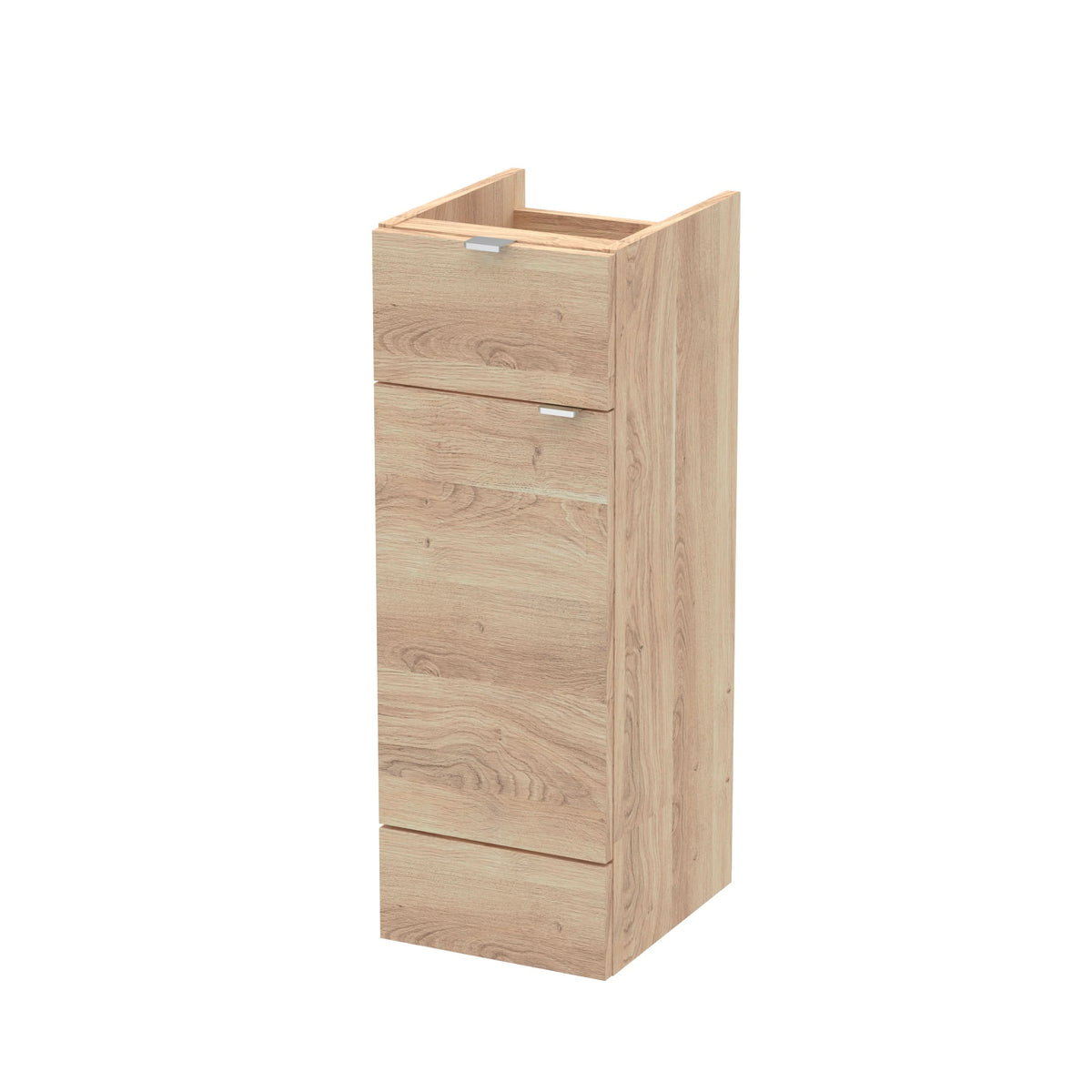 Hudson Reed Fusion Floor Standing 1 Soft Close Door Drawer Cabinet without Basin, Modern Bathroom Furniture in Bleached Oak Finish, 300mm