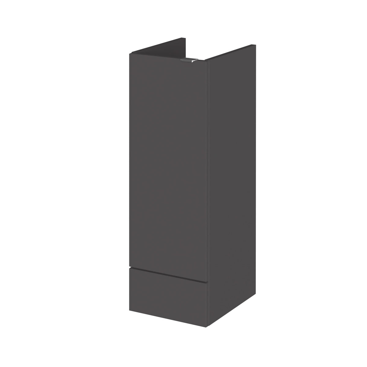 Hudson Reed Fusion Floor Standing 1 Door Base Unit without Basin Full Depth, Modern Bathroom Furniture in Gloss Grey Finish, 300mm