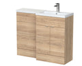 Hudson Reed Fusion Right Hand Combination, Stylish Bathroom Storage Unit, Bleached Oak, 1100mm