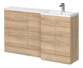 Hudson Reed Fusion Floor Standing Right Hand Combination, Stylish Bathroom Storage Unit, Bleached Oak, 1500mm