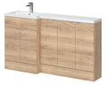 Hudson Reed Fusion Floor Standing Left Hand Combination, Stylish Bathroom Storage Unit, Bleached Oak, 1500mm